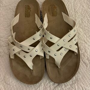 White Mountain White Studded Crisscross Sandals - White with Silver Accents